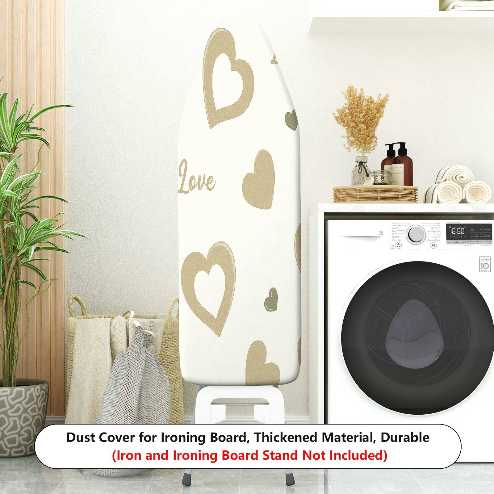 1-Piece Love Heart Pattern Beige  Ironing Board Cover, Universal Size, Without Board