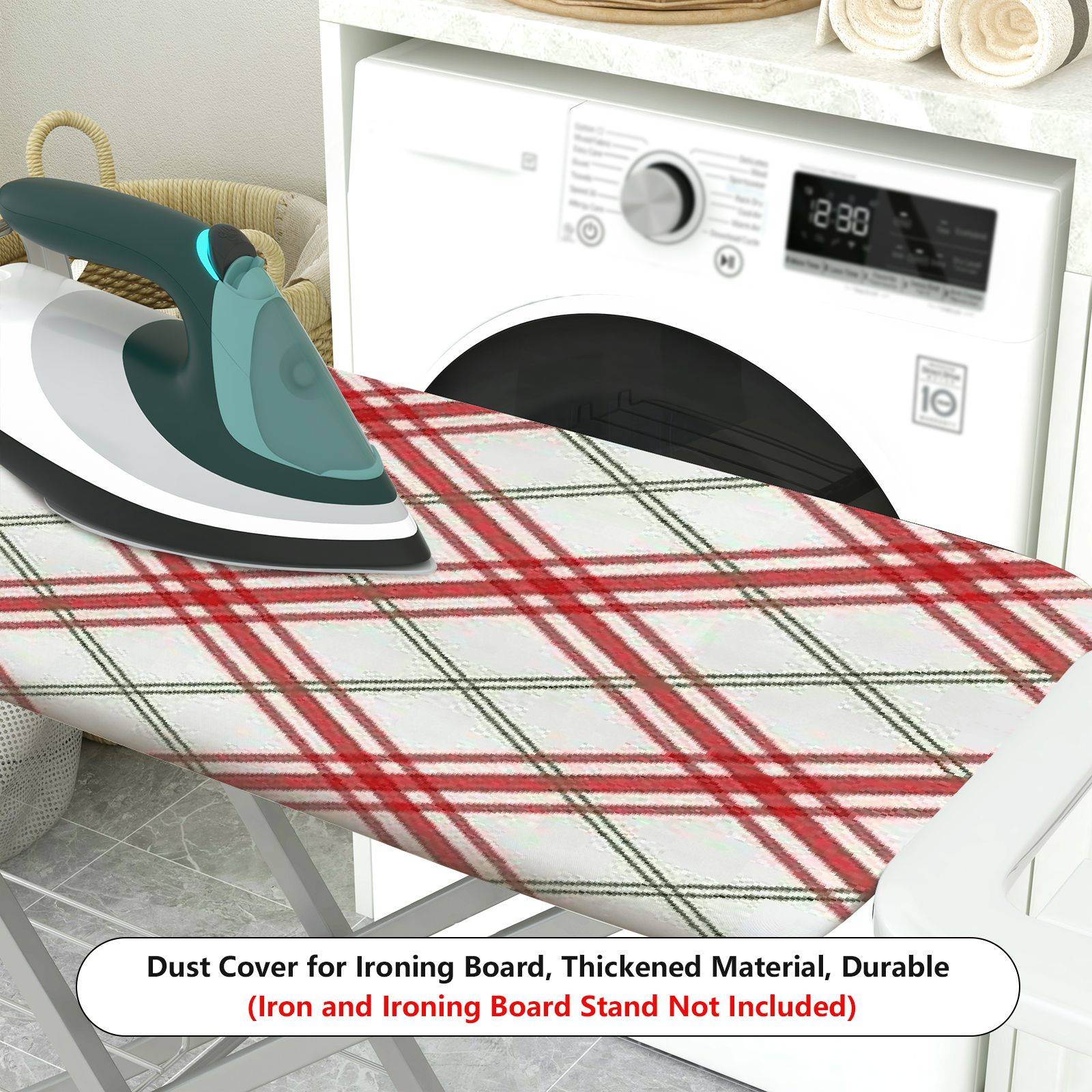 1-Piece Red Plaid Checkered Pattern Christmas  Ironing Board Cover, Universal Size, Without Board