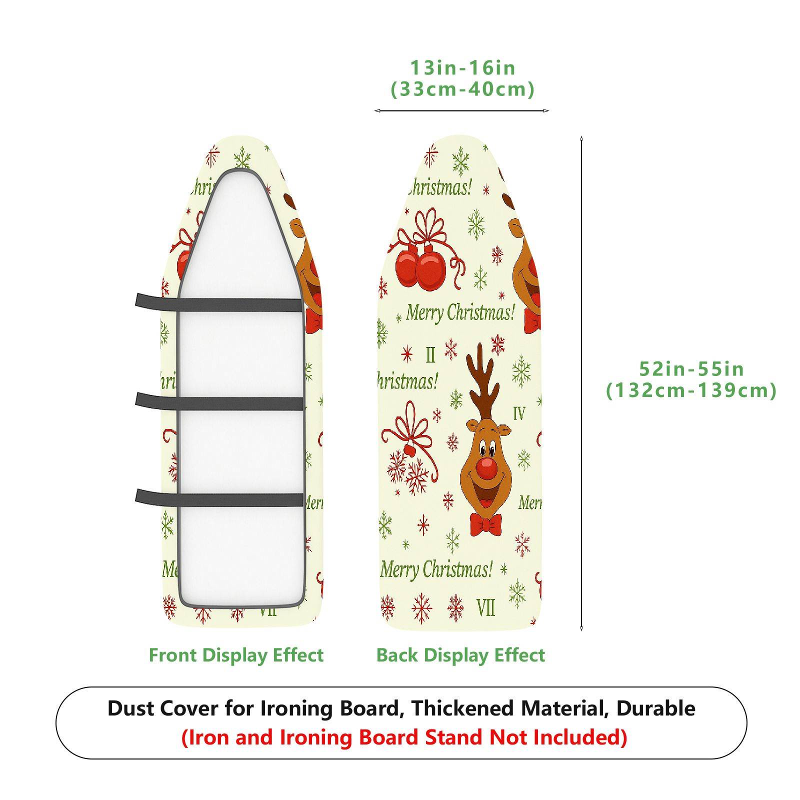 1-Piece Reindeer Snowflakes Merry Christmas  Ironing Board Cover, Universal Size, Without Board