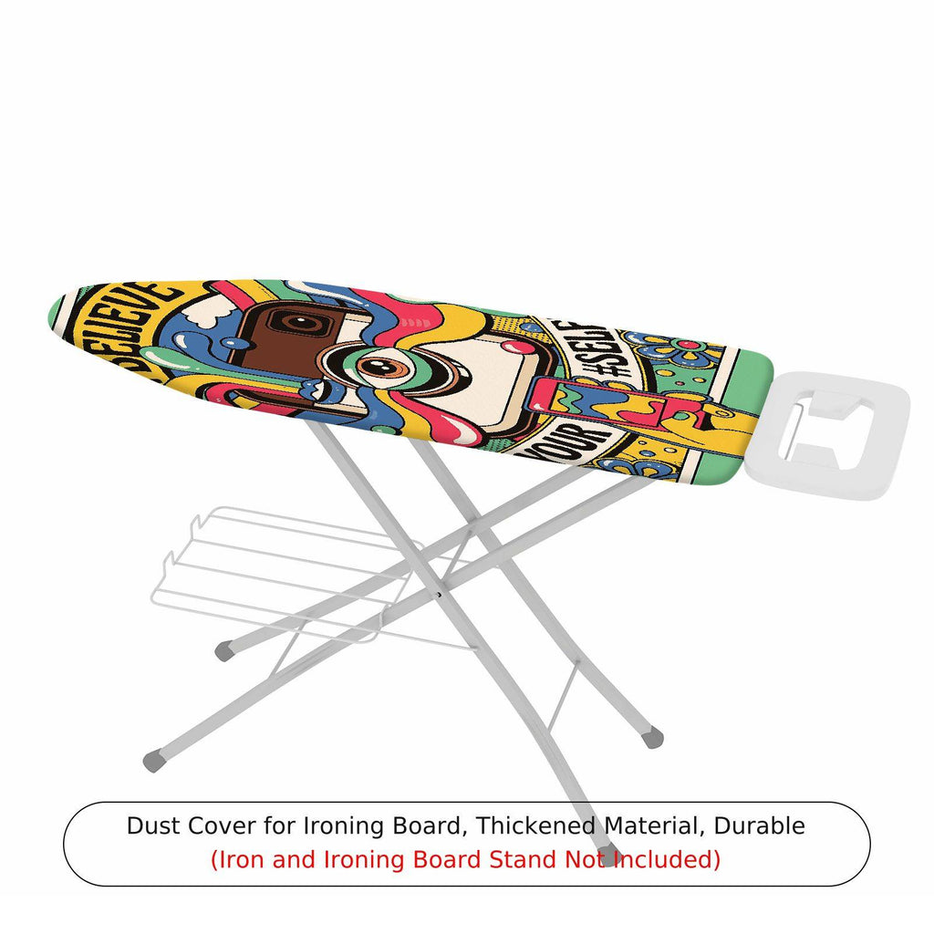 1-Piece Colorful Retro Camera Graphic  Ironing Board Cover, Universal Size, Without Board
