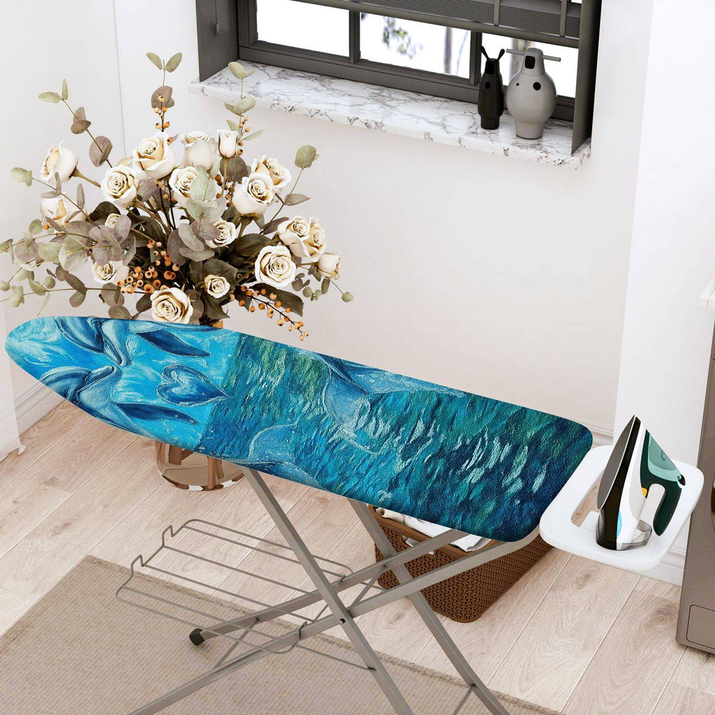 1-Piece Dolphin Ocean Blue  Ironing Board Cover, Universal Size, Without Board