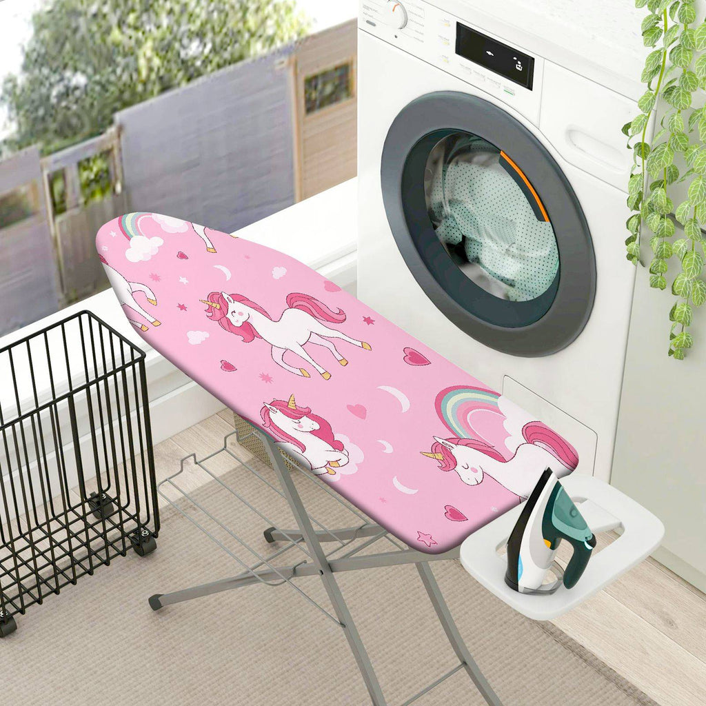 1-Piece Unicorn Pink Rainbow  Ironing Board Cover, Universal Size, Without Board