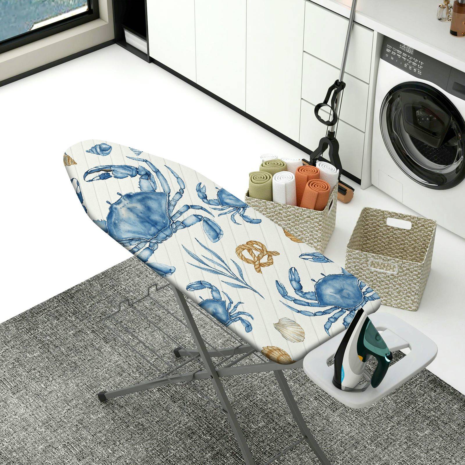 1-Piece Crab Ocean Marine  Ironing Board Cover, Universal Size, Without Board