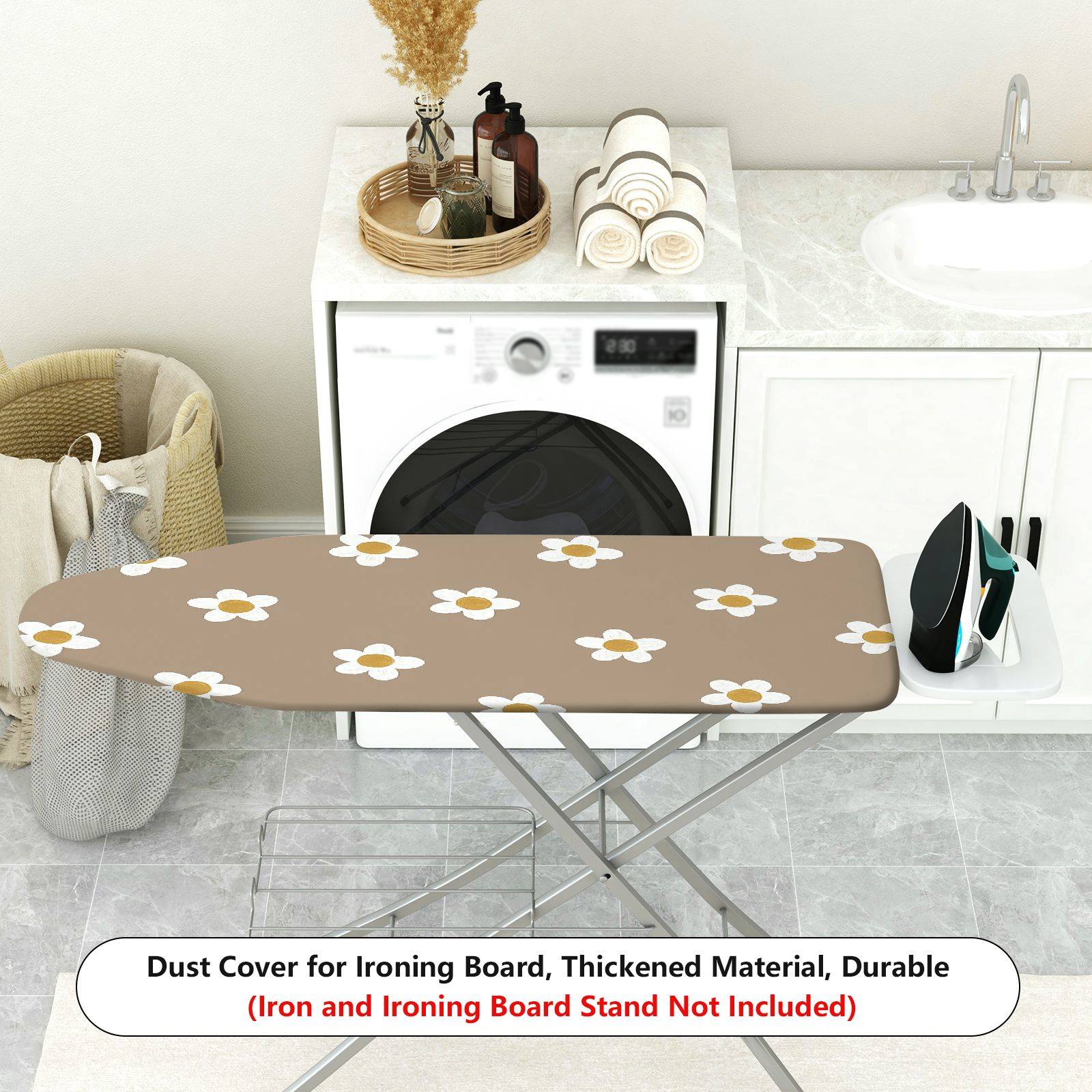 1-Piece Floral Daisy Pattern Beige  Ironing Board Cover, Universal Size, Without Board
