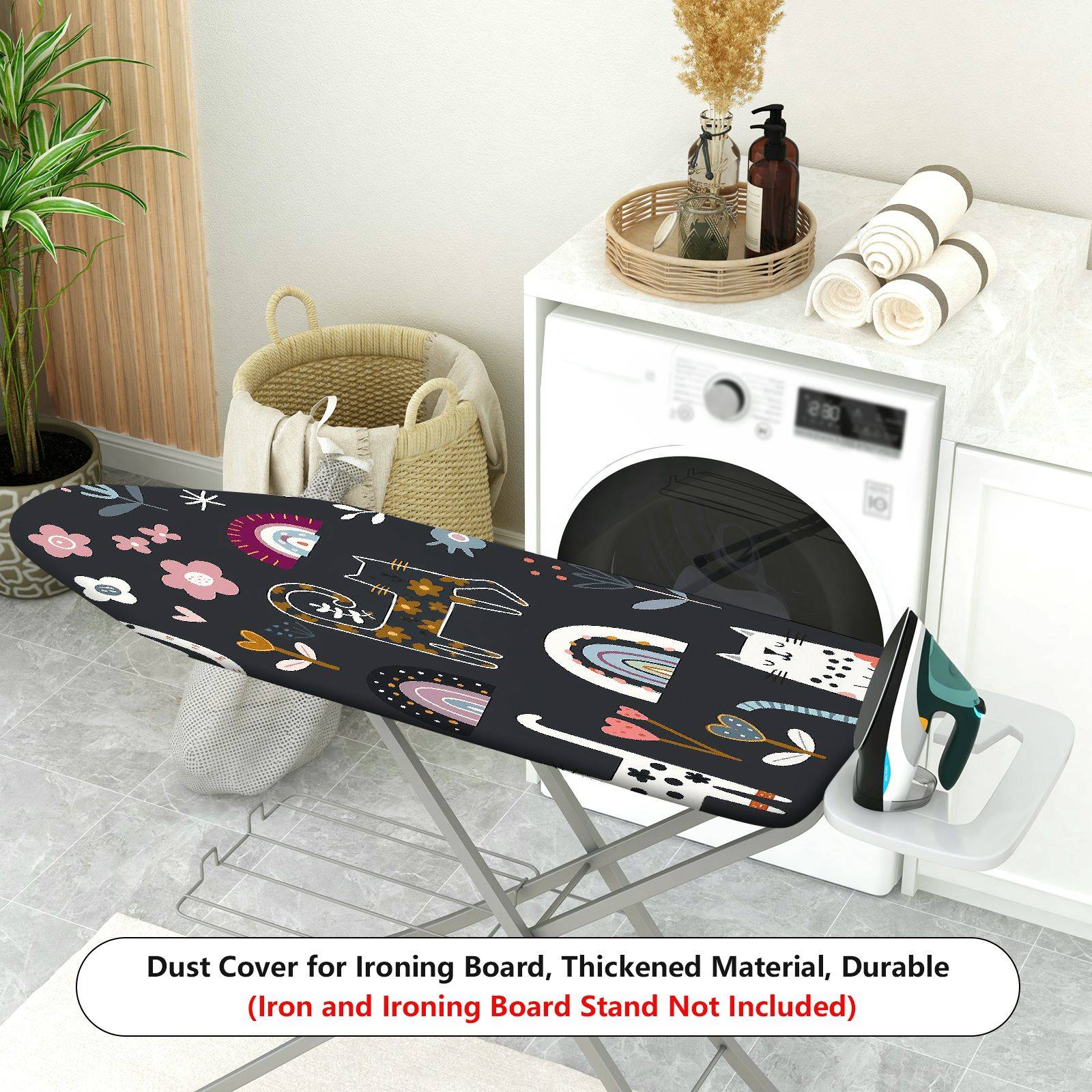 1-Piece Animals Flowers Rainbows  Ironing Board Cover, Universal Size, Without Board