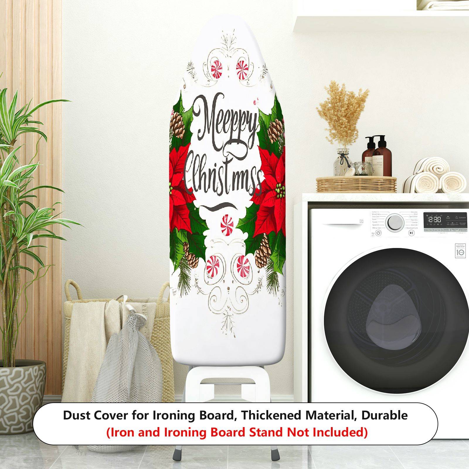 1-Piece Christmas Poinsettia Pinecone  Ironing Board Cover, Universal Size, Without Board