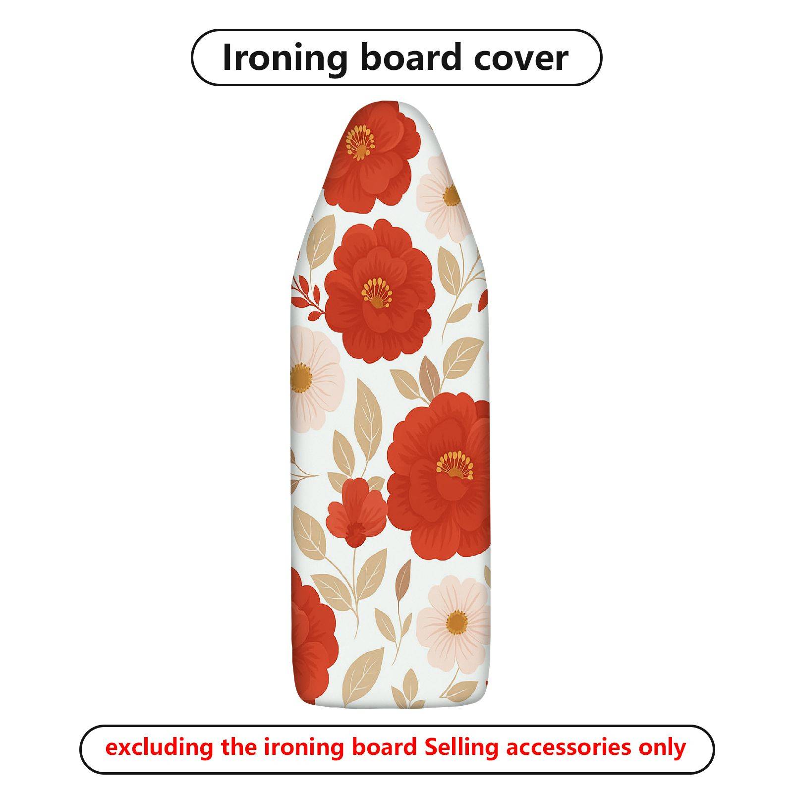 1-Piece Floral Red Beige  Ironing Board Cover, Universal Size, Without Board