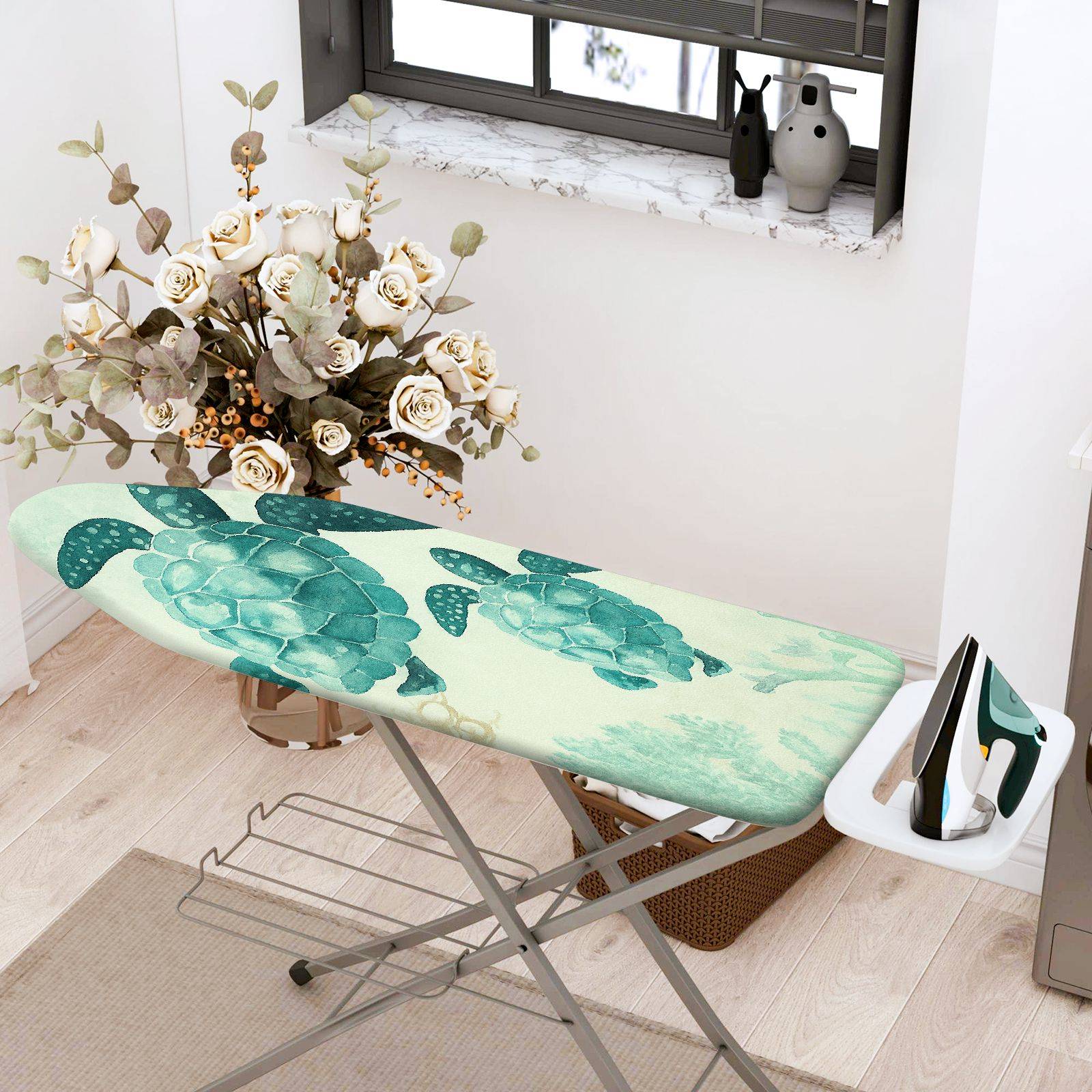 1-Piece Sea Turtle Ocean Beach  Ironing Board Cover, Universal Size, Without Board