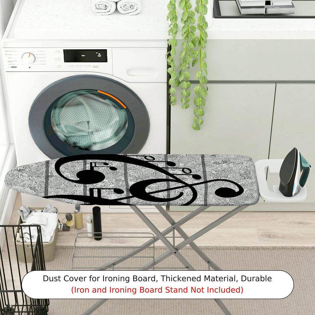 1-Piece Musical Note Gray Pattern Abstract  Ironing Board Cover, Universal Size, Without Board
