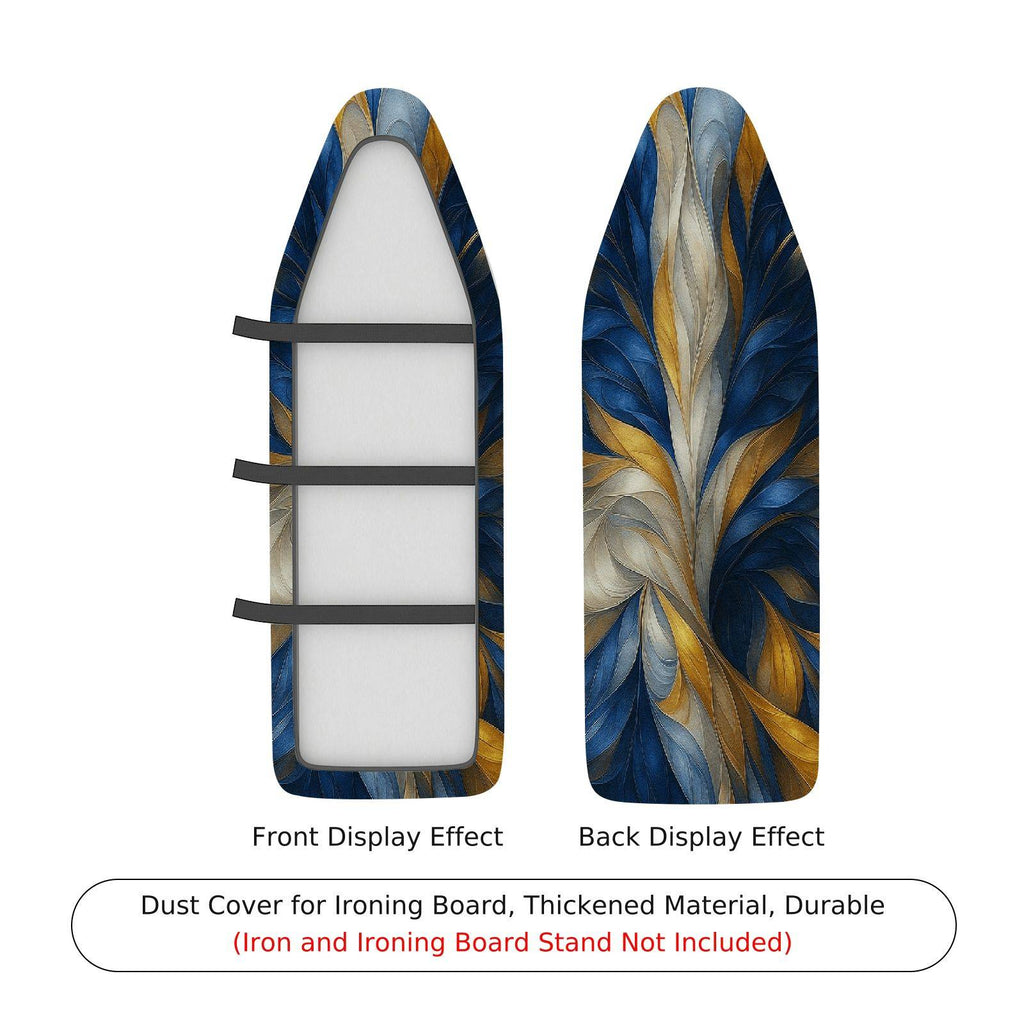 1-Piece Abstract Swirl Blue Gold  Ironing Board Cover, Universal Size, Without Board