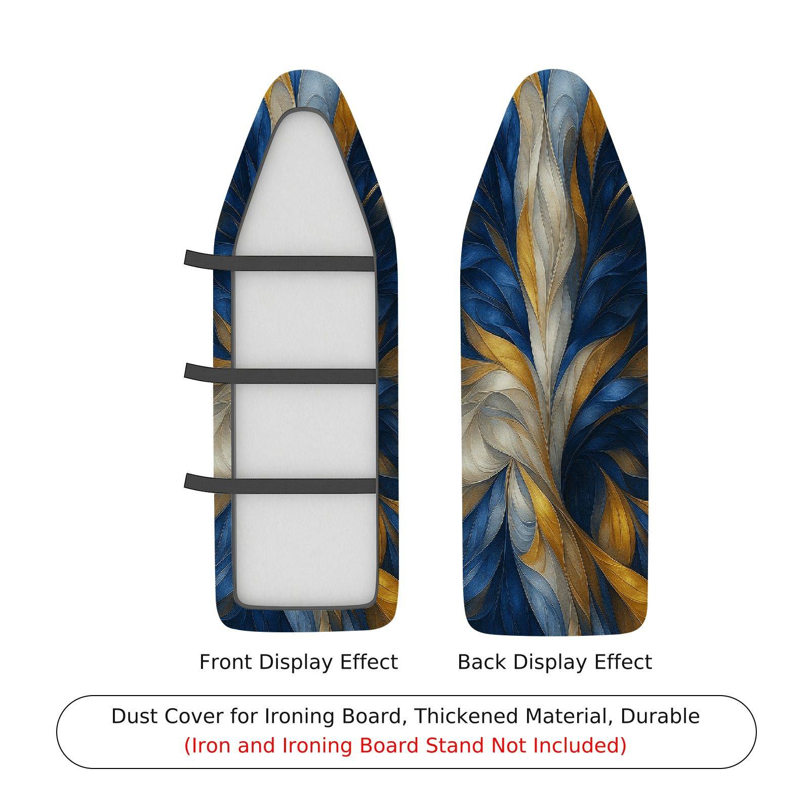 1-Piece Abstract Swirl Blue Gold  Ironing Board Cover, Universal Size, Without Board