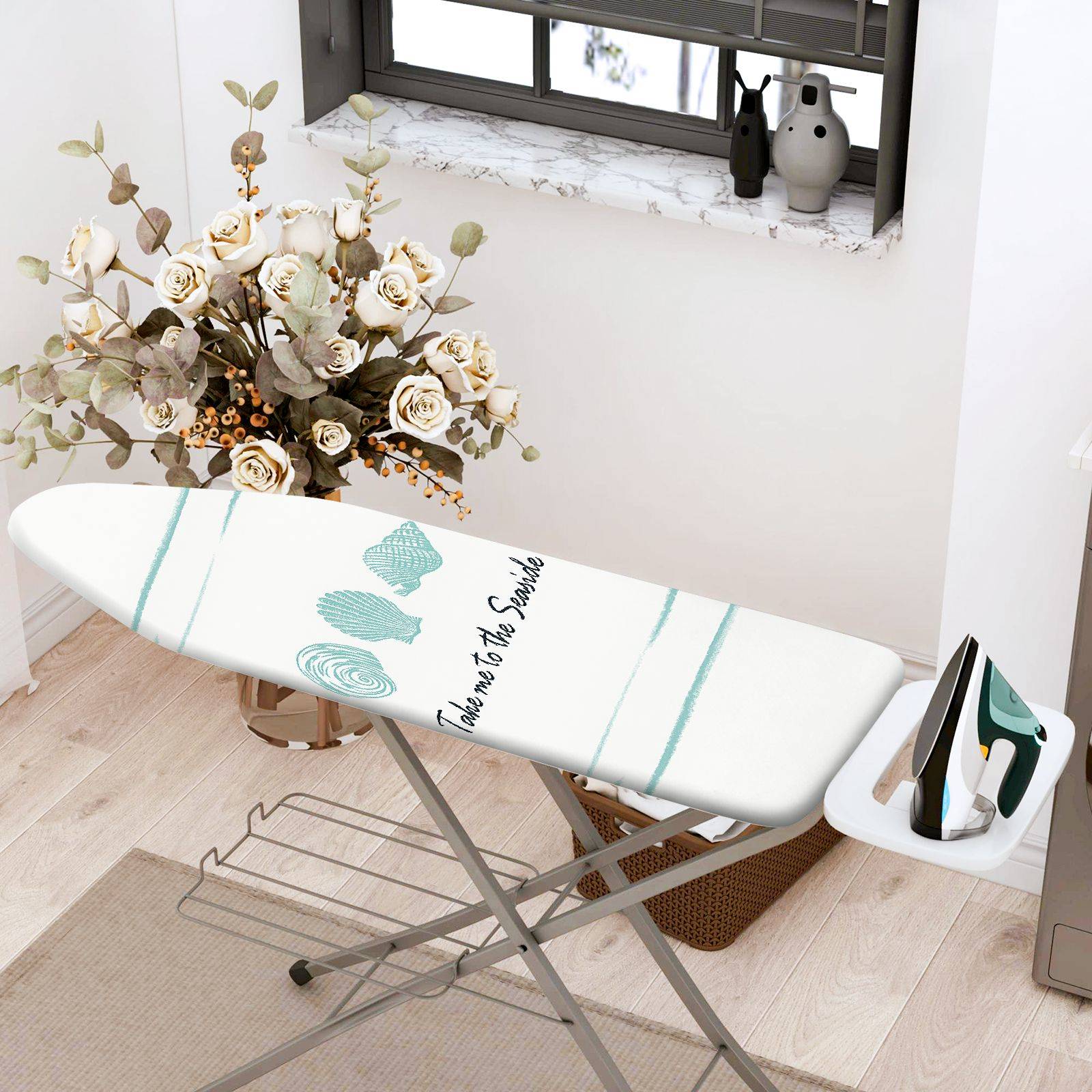 1-Piece Seashell Beach Ocean  Ironing Board Cover, Universal Size, Without Board