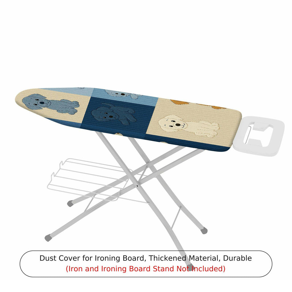 1-Piece Dogs Blue Beige Horizontal  Ironing Board Cover, Universal Size, Without Board
