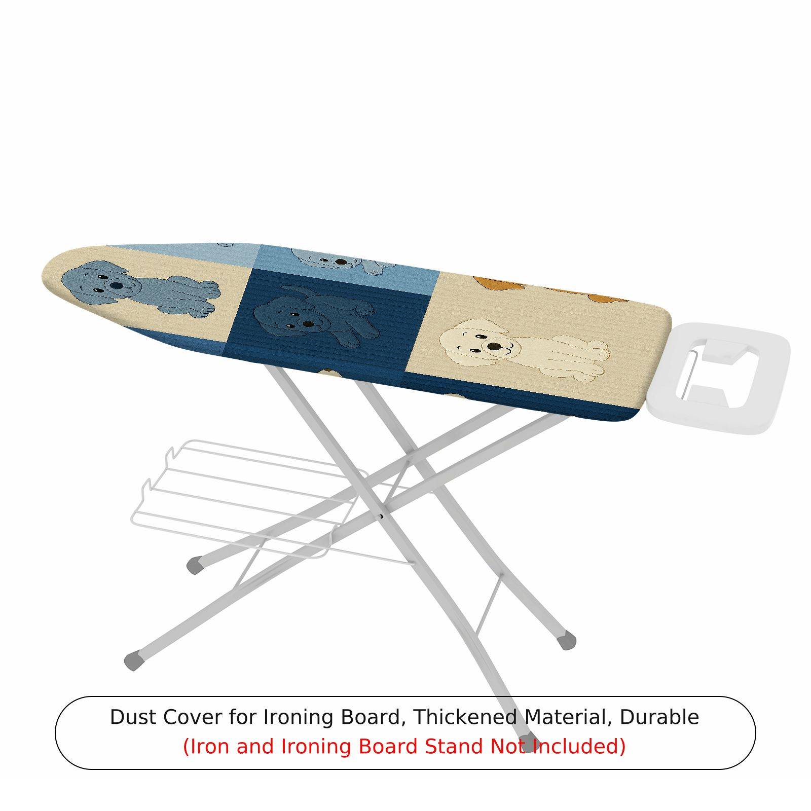 1-Piece Dogs Blue Beige Horizontal  Ironing Board Cover, Universal Size, Without Board