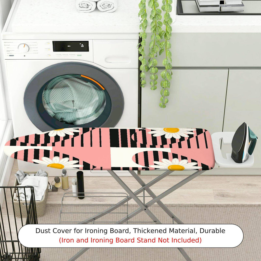 1-Piece Floral Stripe Pink  Ironing Board Cover, Universal Size, Without Board