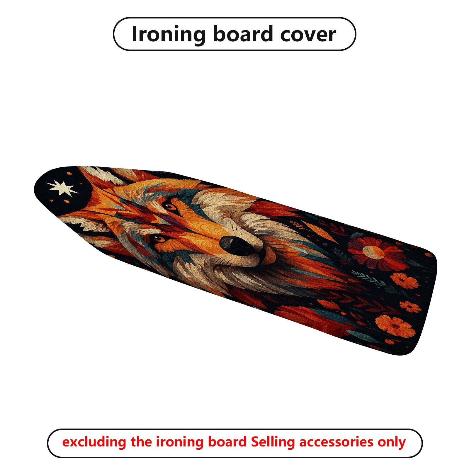 1-Piece Wolf Floral Animal  Ironing Board Cover, Universal Size, Without Board