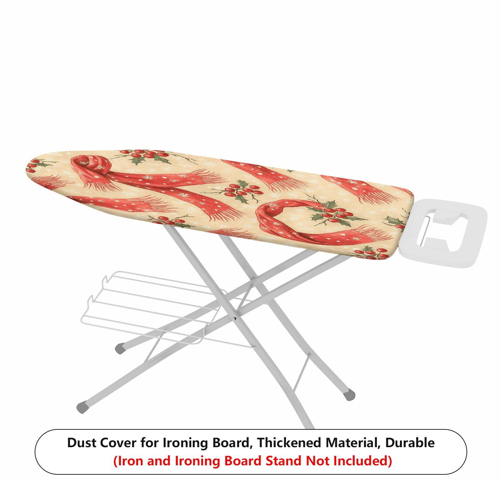 1-Piece Christmas Red Scarf Holly  Ironing Board Cover, Universal Size, Without Board