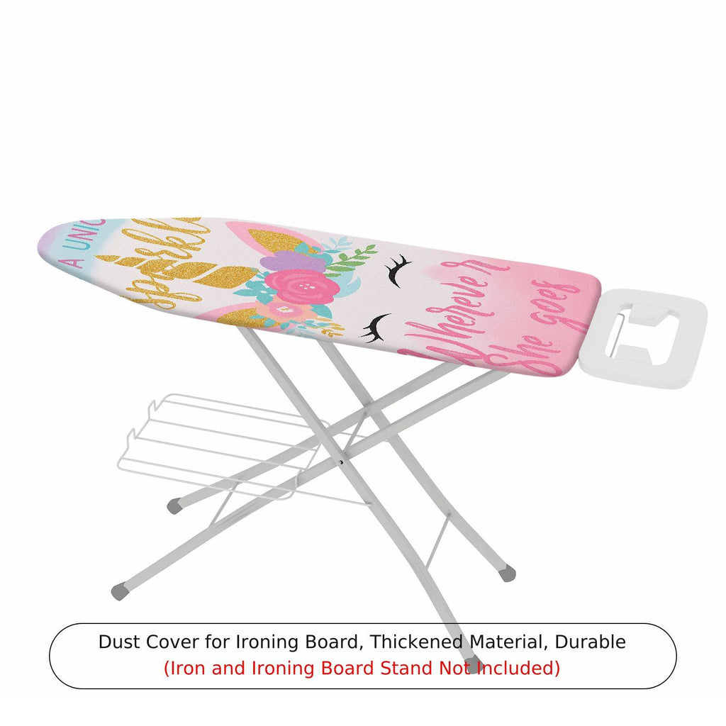 1-Piece Unicorn Pink Glitter Rainbow  Ironing Board Cover, Universal Size, Without Board