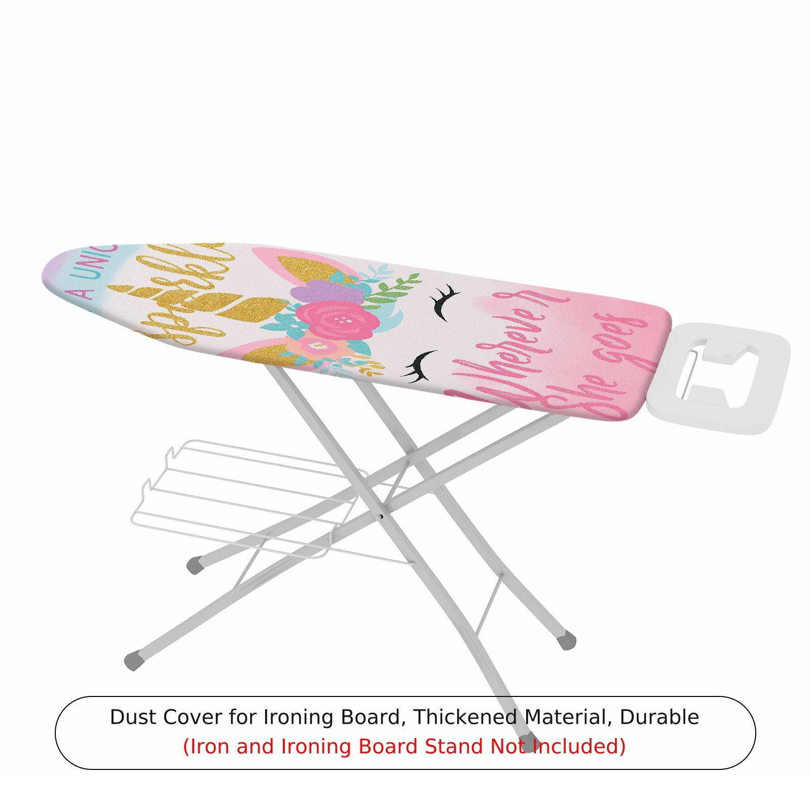 1-Piece Unicorn Pink Glitter Rainbow  Ironing Board Cover, Universal Size, Without Board