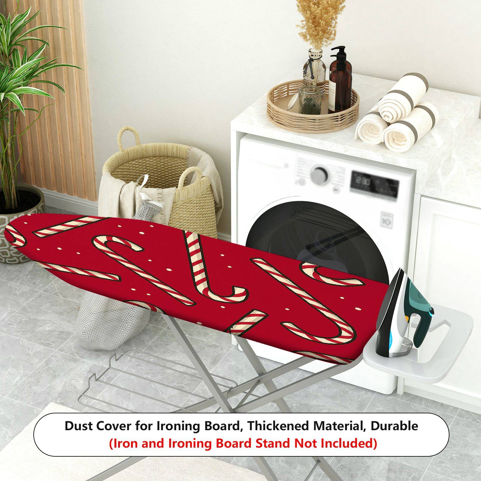 1-Piece Christmas Candy Cane Pattern Red Theme  Ironing Board Cover, Universal Size, Without Board