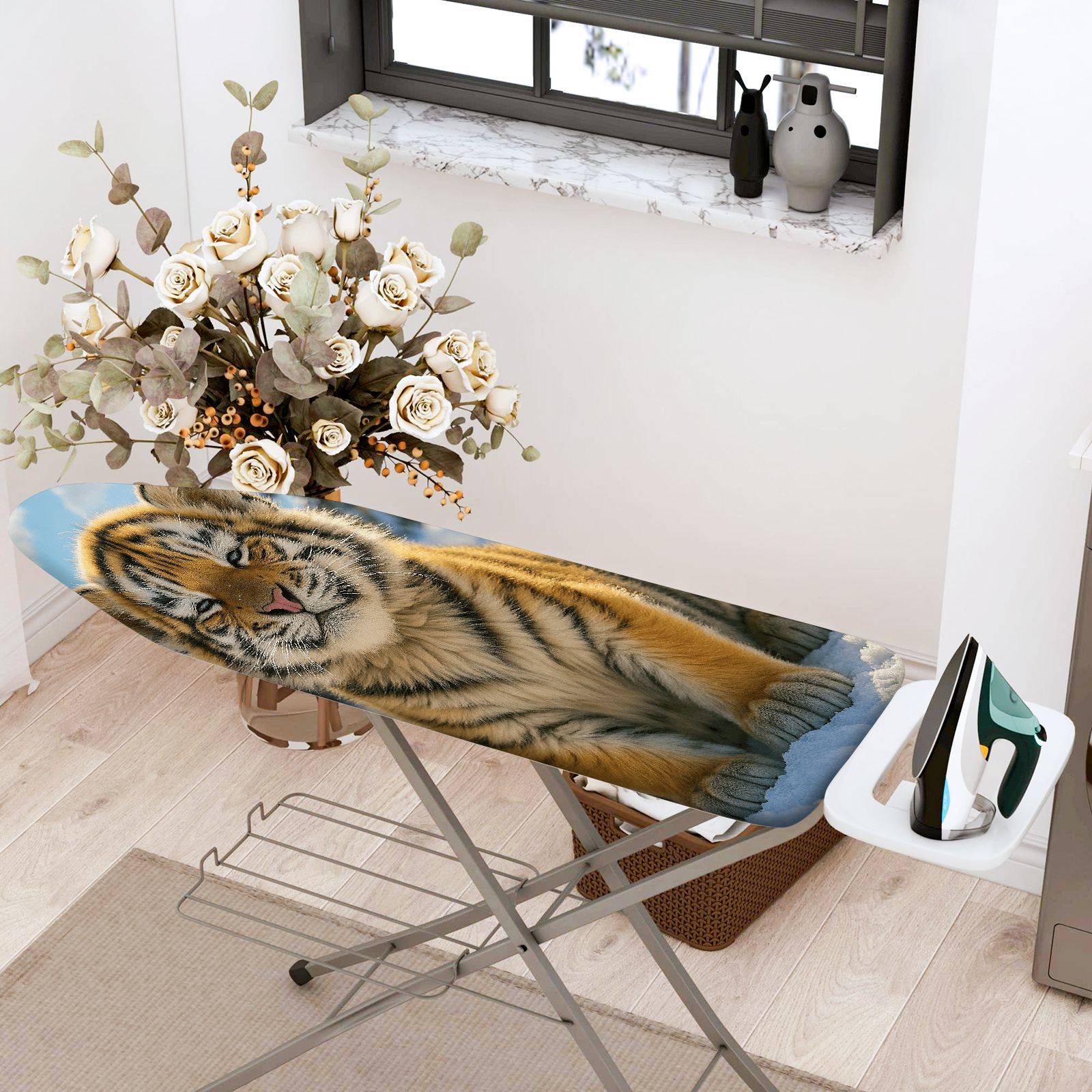 1-Piece Tiger Animal Wildlife  Ironing Board Cover, Universal Size, Without Board