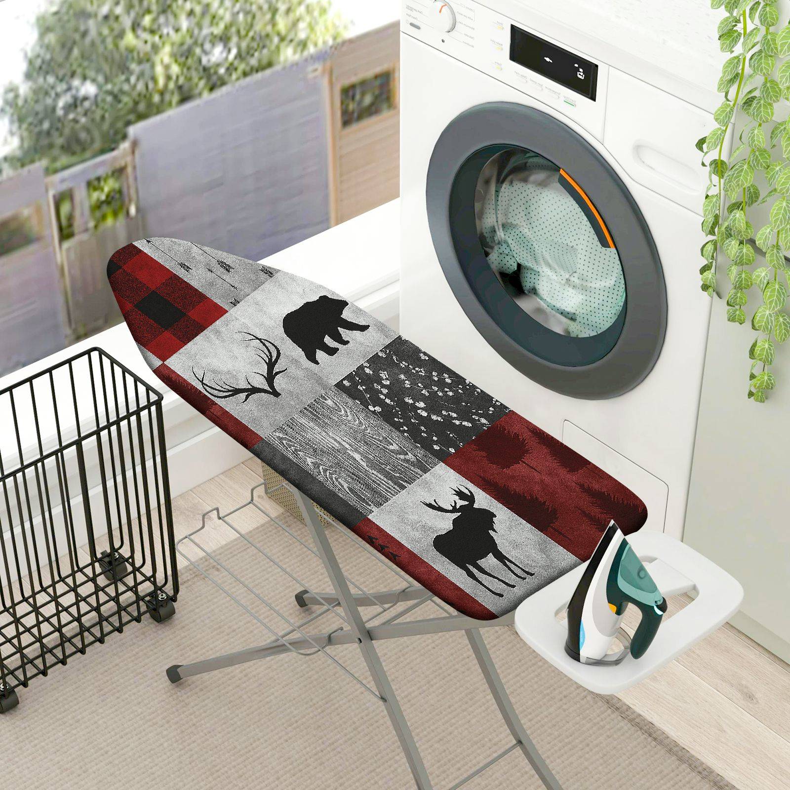 1-Piece Plaid Rustic Animal  Ironing Board Cover, Universal Size, Without Board