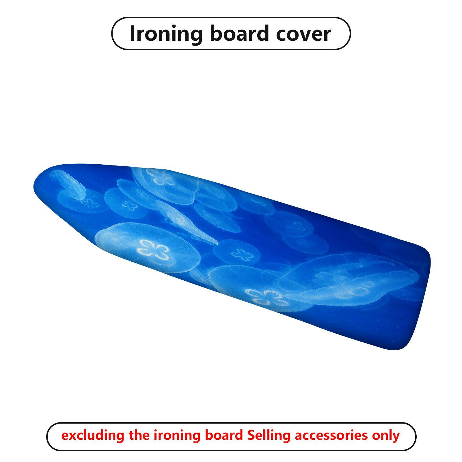 1-Piece Ocean Blue Jellyfish Floral  Ironing Board Cover, Universal Size, Without Board