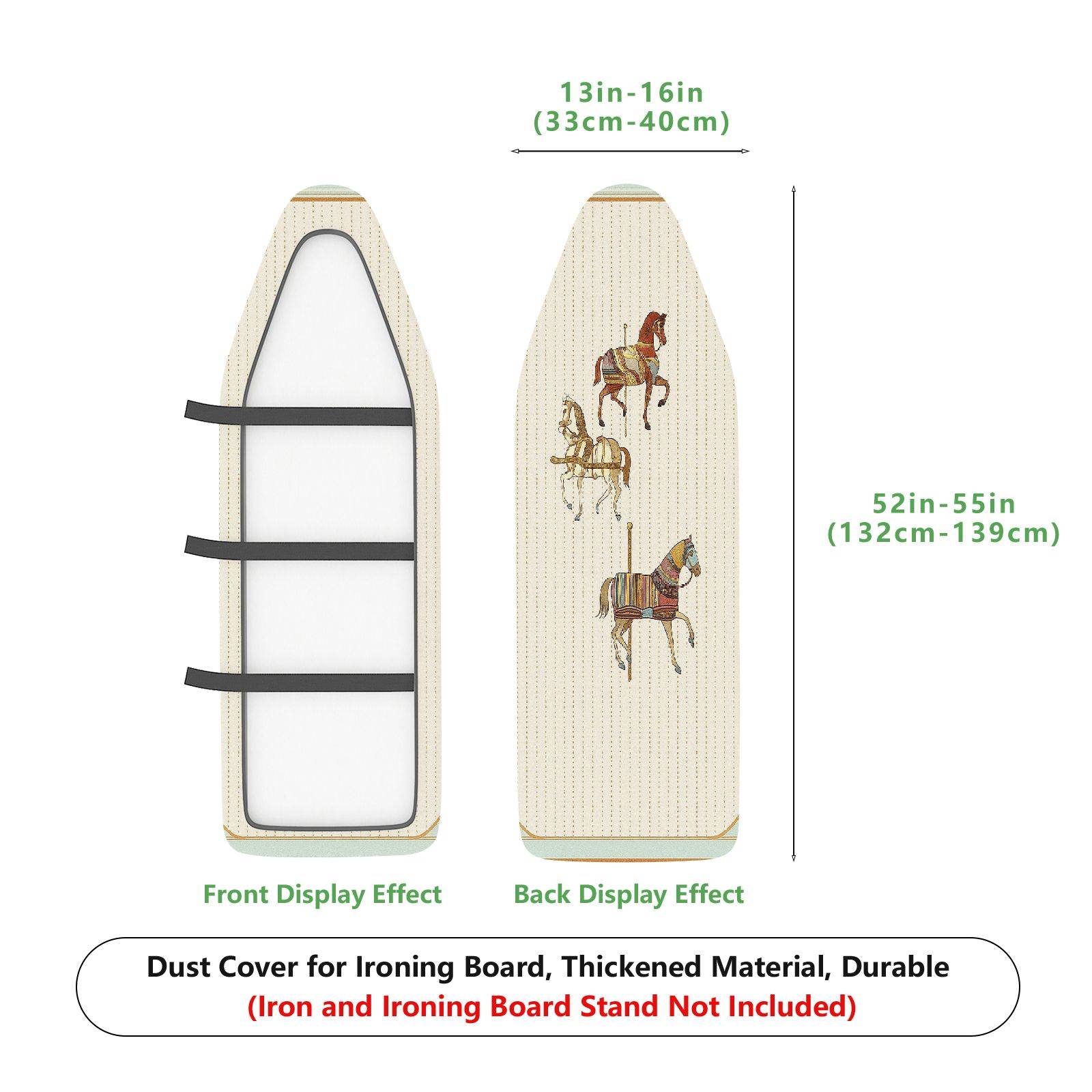 1-Piece Horse Pattern Beige Embroidery  Ironing Board Cover, Universal Size, Without Board
