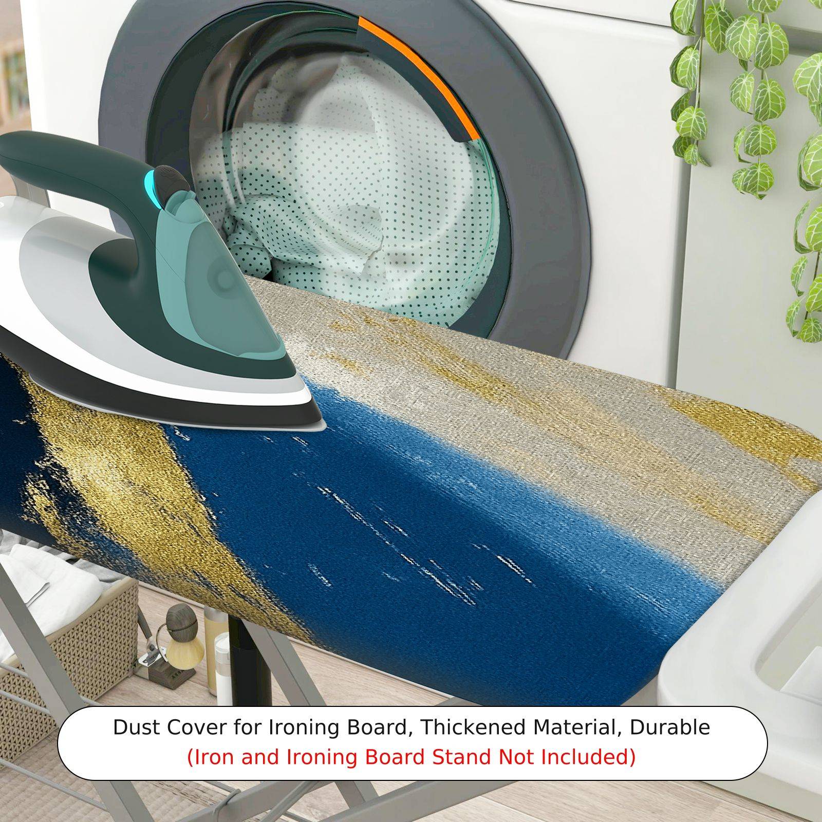 1-Piece Abstract Gold Blue Elegant  Ironing Board Cover, Universal Size, Without Board