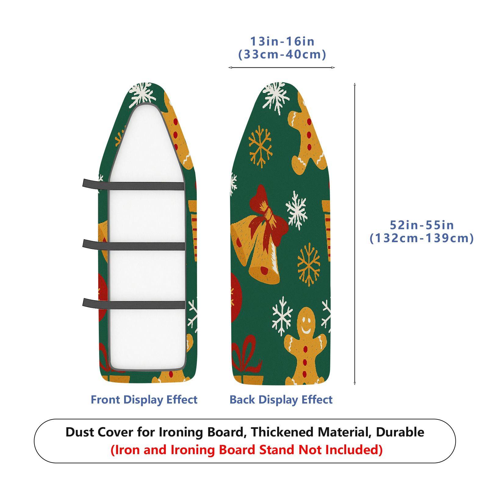 1-Piece Christmas bells gingerbread snowflakes  Ironing Board Cover, Universal Size, Without Board