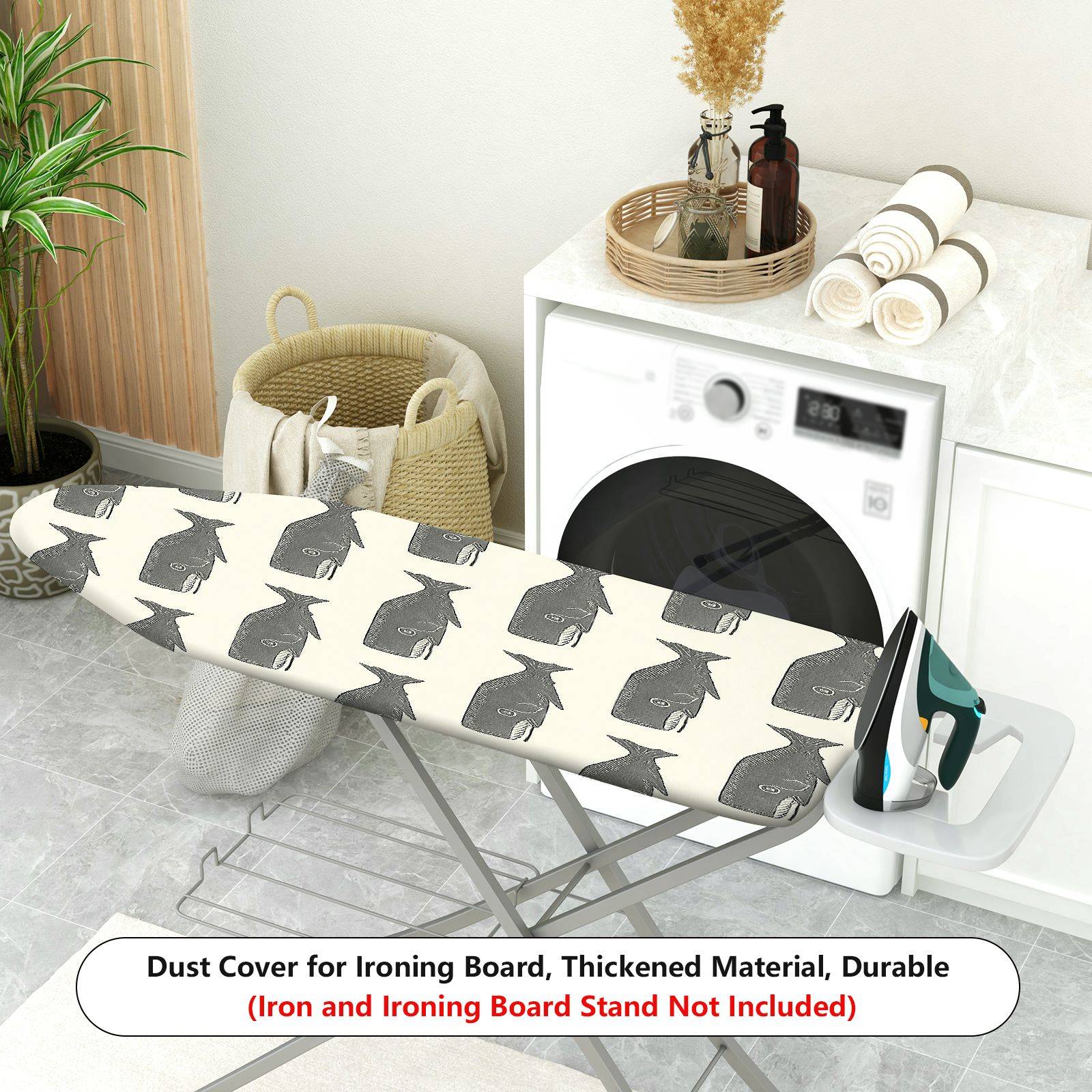 1-Piece Whale Pattern Nautical Ocean  Ironing Board Cover, Universal Size, Without Board