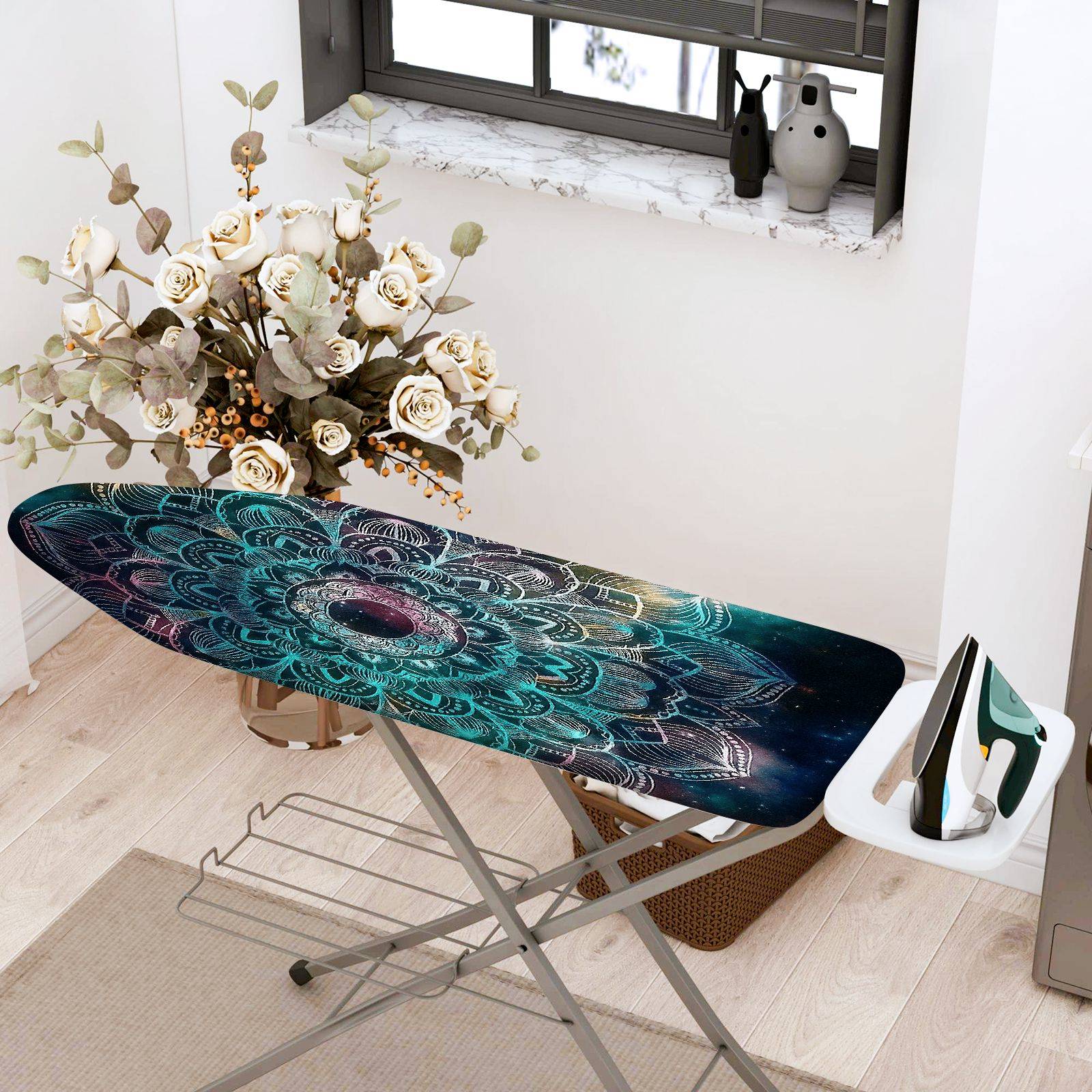 1-Piece Mandala Abstract Blue  Ironing Board Cover, Universal Size, Without Board