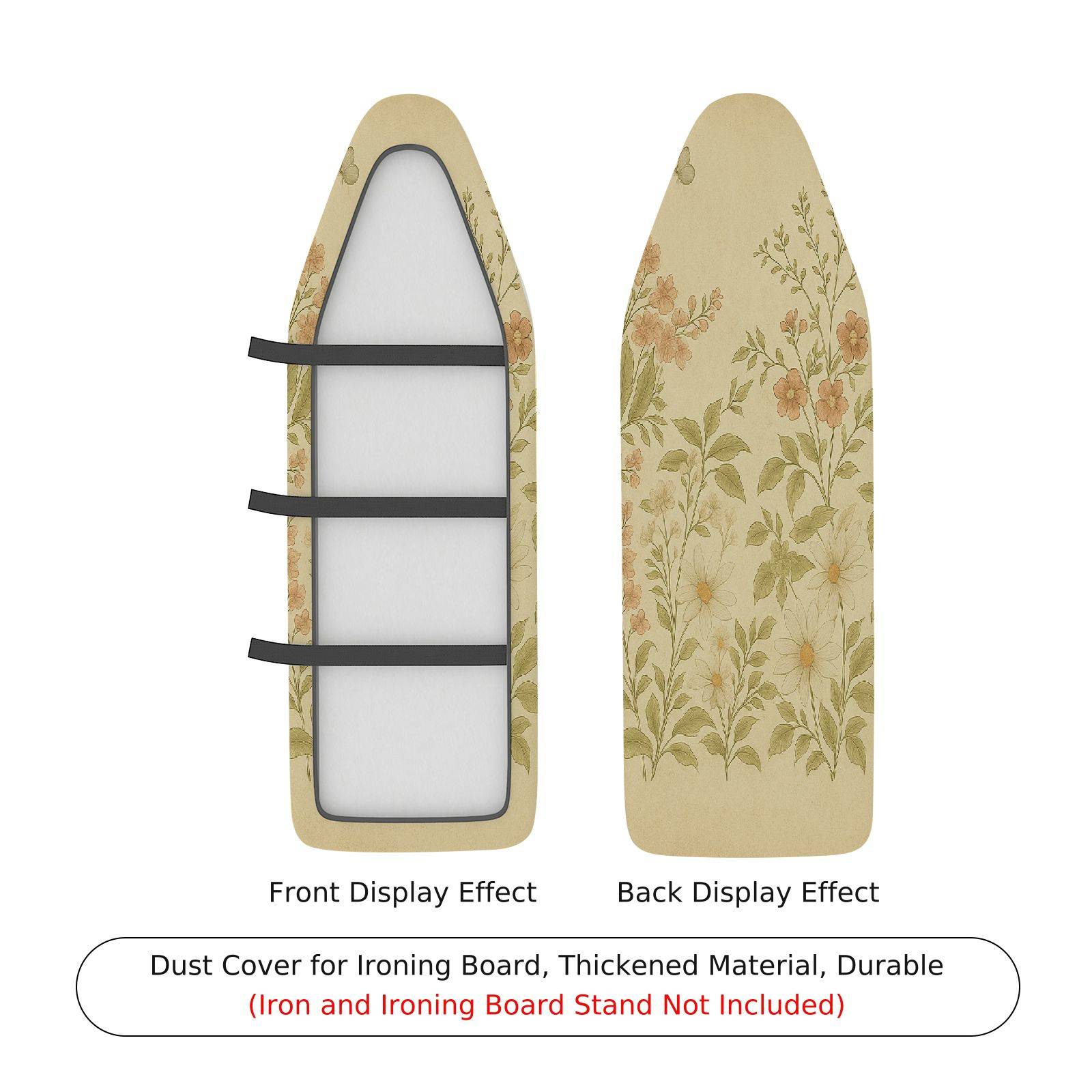 1-Piece Floral Pattern Beige Green  Ironing Board Cover, Universal Size, Without Board