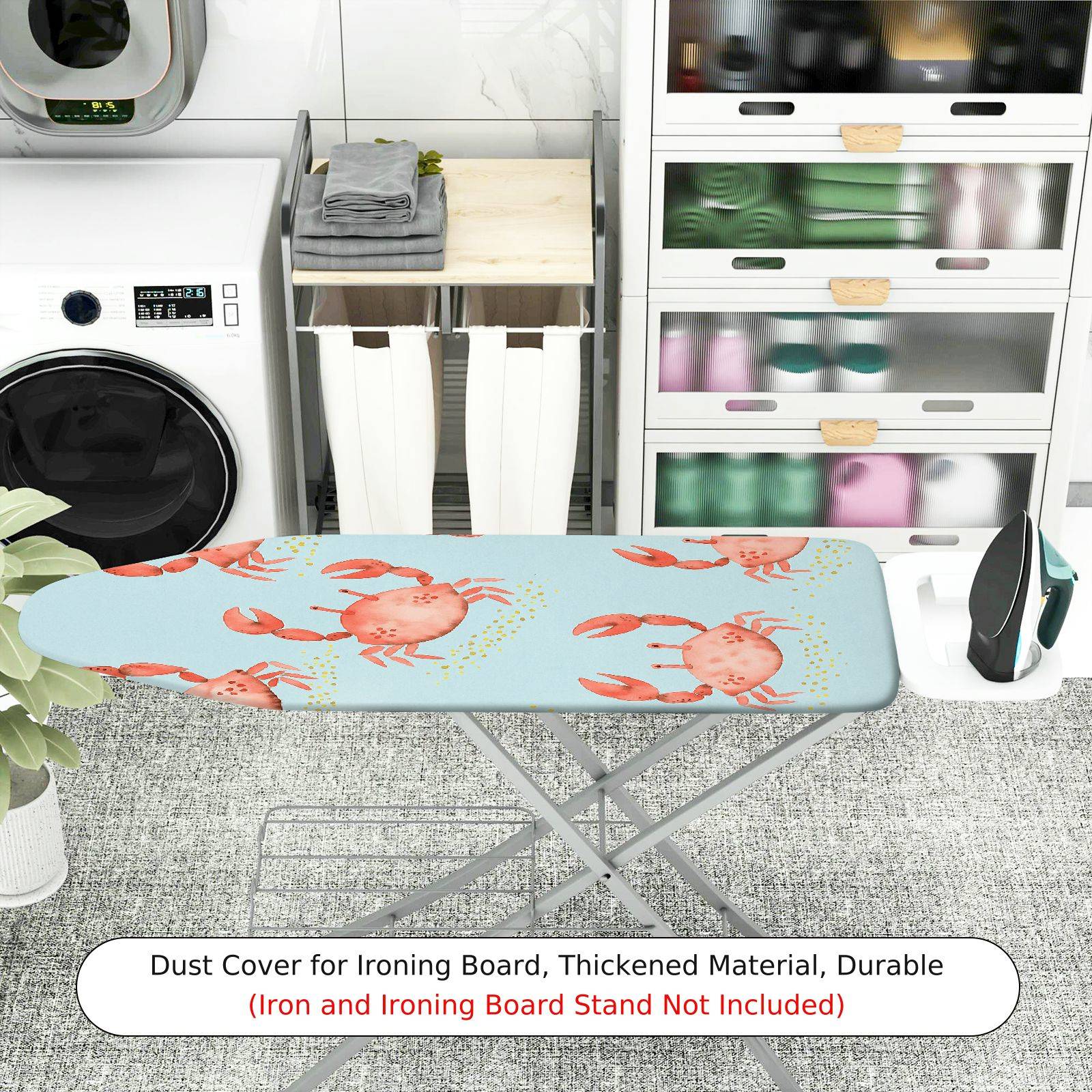 1-Piece Crab Ocean Blue  Ironing Board Cover, Universal Size, Without Board