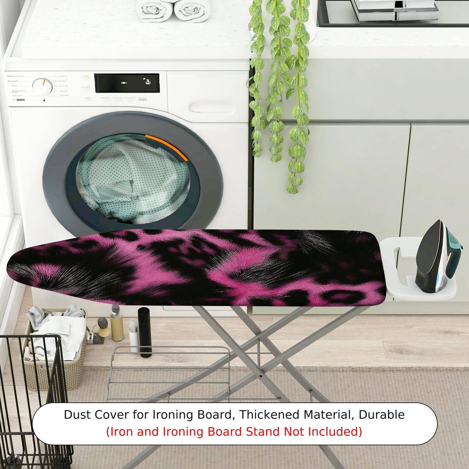 1-Piece Pink Black Leopard Pattern  Ironing Board Cover, Universal Size, Without Board