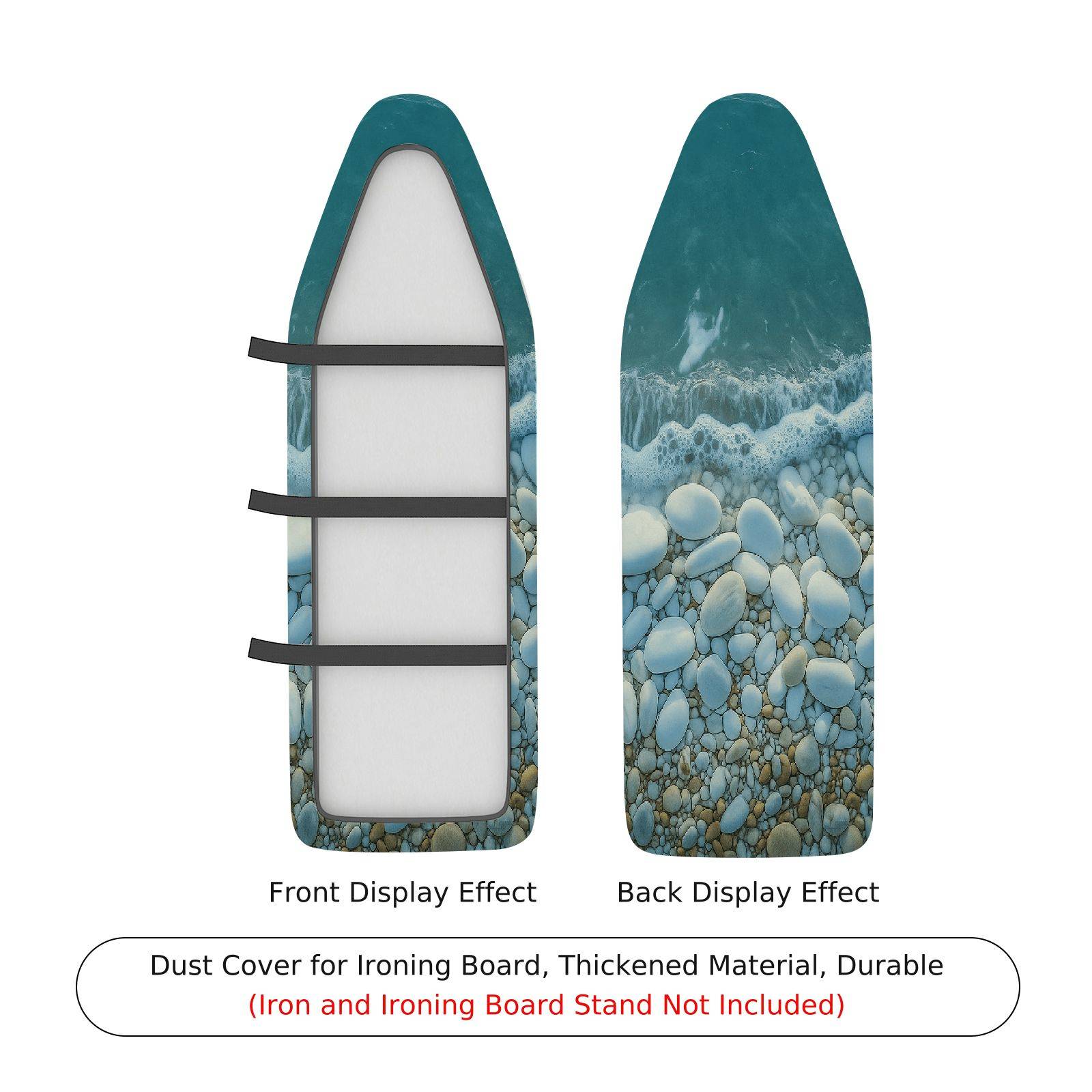 1-Piece Beach Ocean Pebble  Ironing Board Cover, Universal Size, Without Board