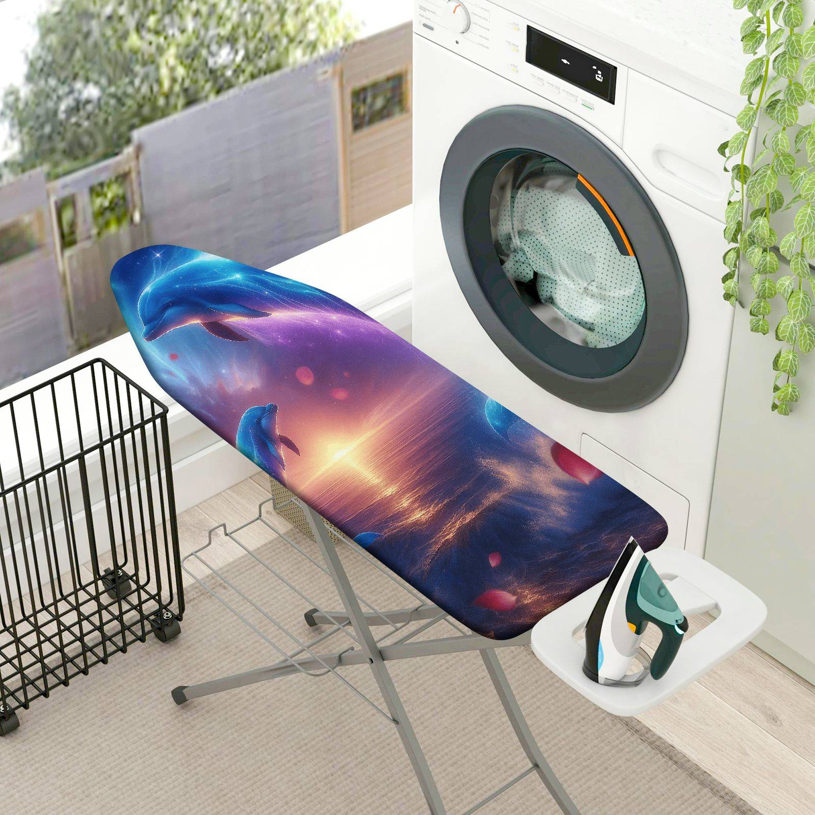 1-Piece Ocean Dolphin Galaxy  Ironing Board Cover, Universal Size, Without Board