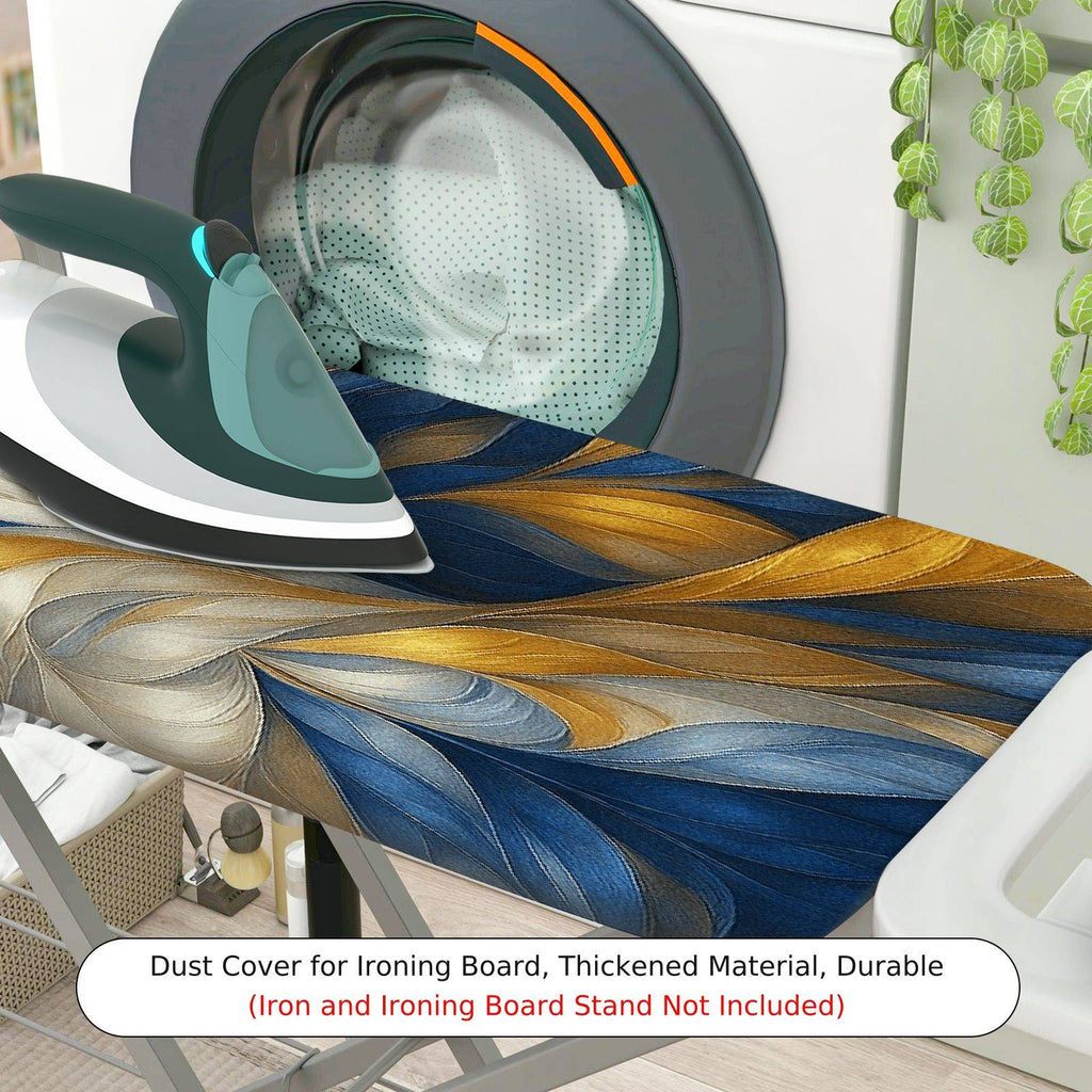 1-Piece Abstract Swirl Blue Gold  Ironing Board Cover, Universal Size, Without Board