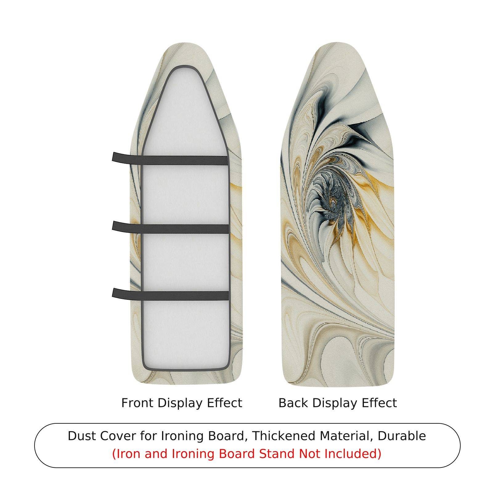 1-Piece Abstract Swirl Pattern Beige Black  Ironing Board Cover, Universal Size, Without Board