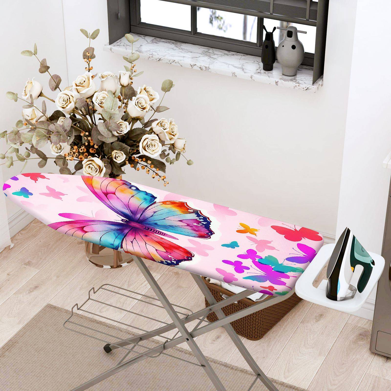 1-Piece butterfly pink colorful  Ironing Board Cover, Universal Size, Without Board