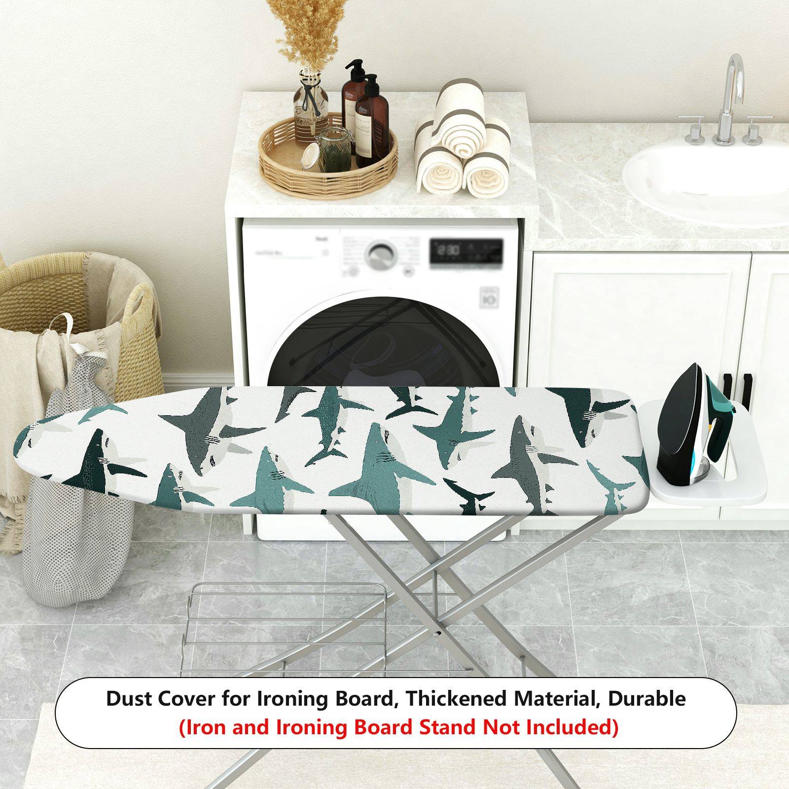 1-Piece Shark Ocean Marine  Ironing Board Cover, Universal Size, Without Board