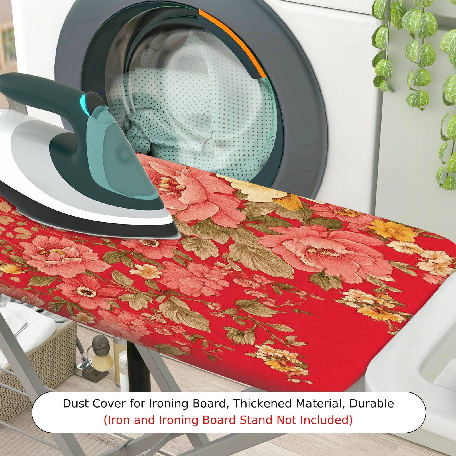 1-Piece Floral Red Pink Yellow  Ironing Board Cover, Universal Size, Without Board