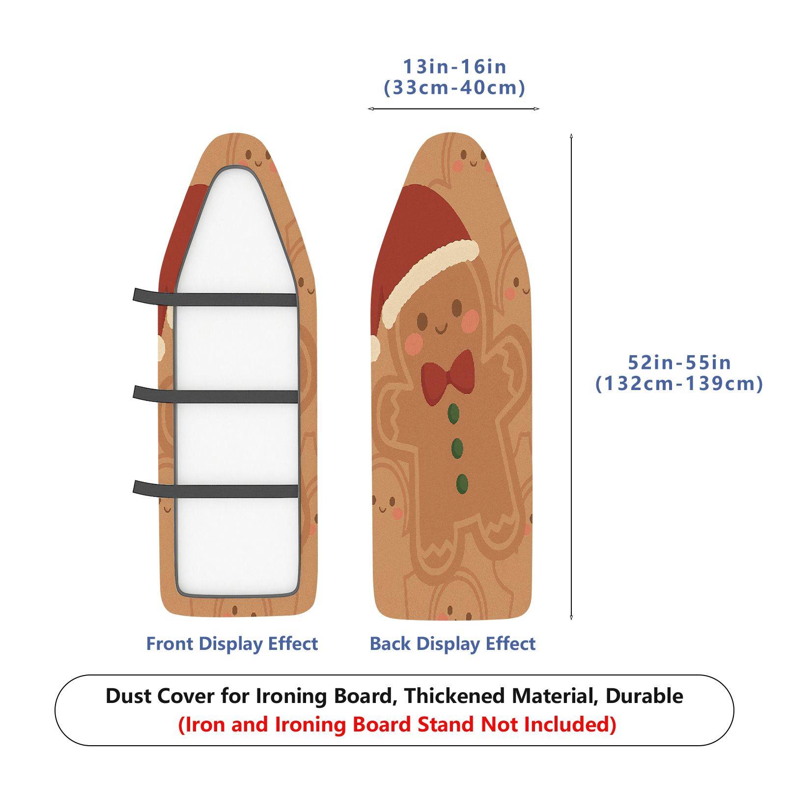 1-Piece Christmas Gingerbread Santa Claus  Ironing Board Cover, Universal Size, Without Board