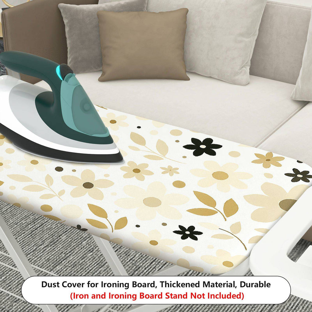 1-Piece Floral Leaf Pattern Beige Flowers  Ironing Board Cover, Universal Size, Without Board