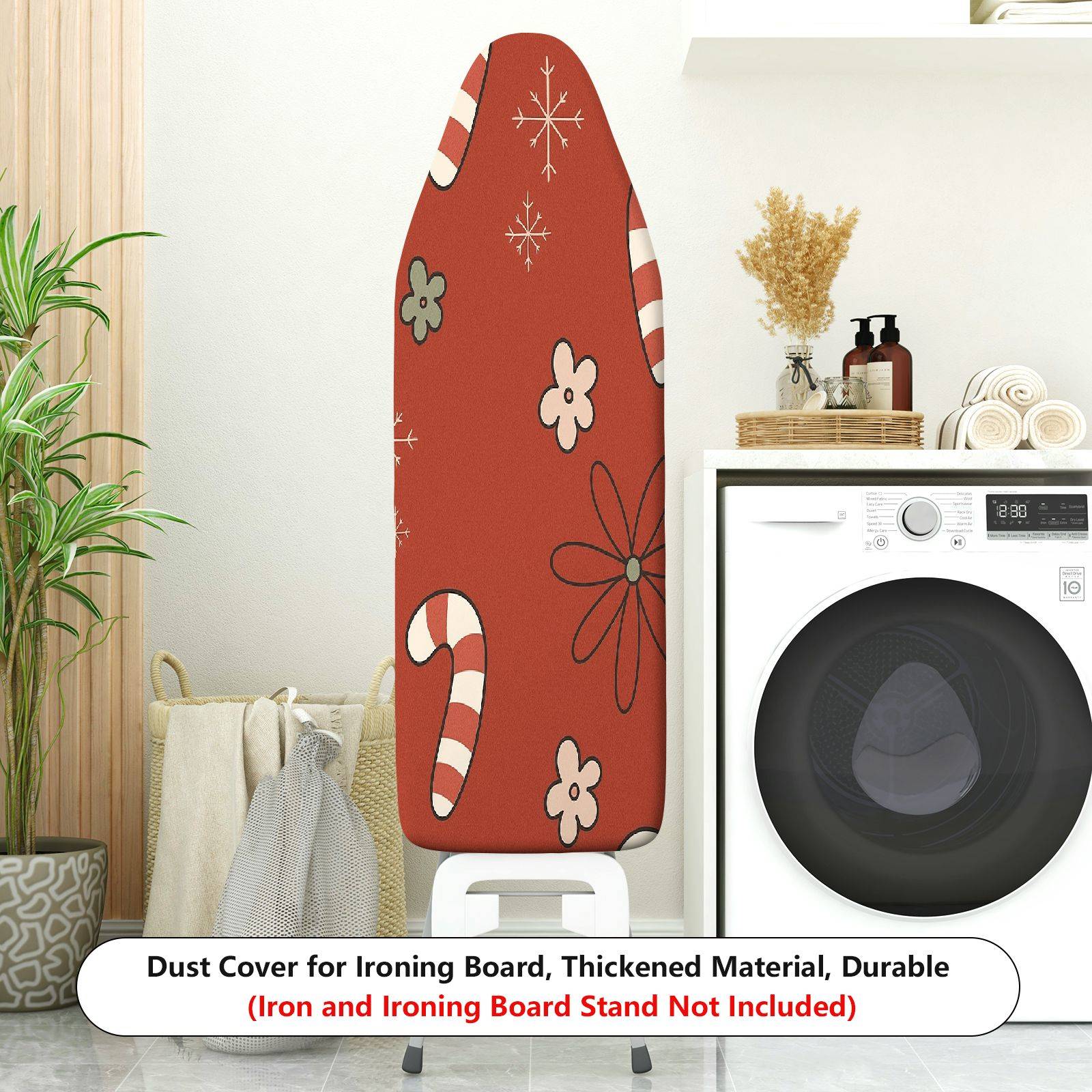 1-Piece Christmas Snowflake Candy Cane Flower  Ironing Board Cover, Universal Size, Without Board