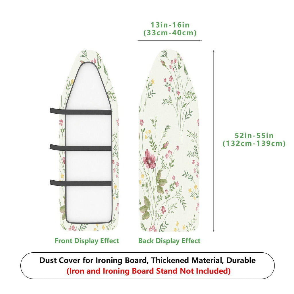 1-Piece Floral Green Pink Flower  Ironing Board Cover, Universal Size, Without Board