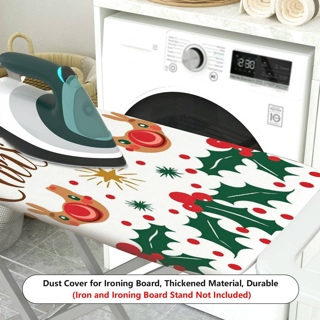 1-Piece Christmas Reindeer Holly  Ironing Board Cover, Universal Size, Without Board