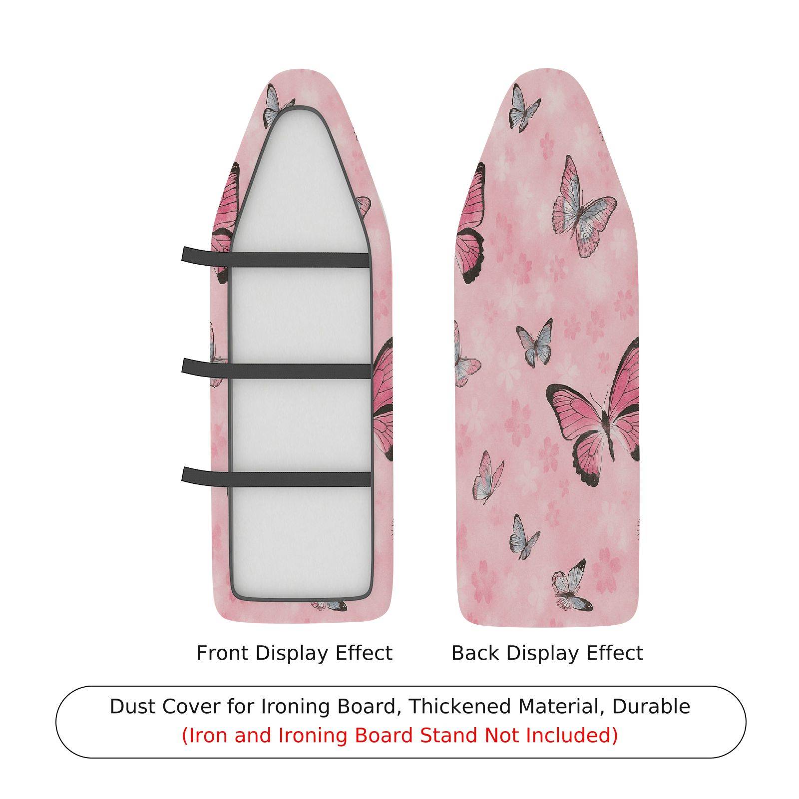 1-Piece Pink Butterfly Floral  Ironing Board Cover, Universal Size, Without Board