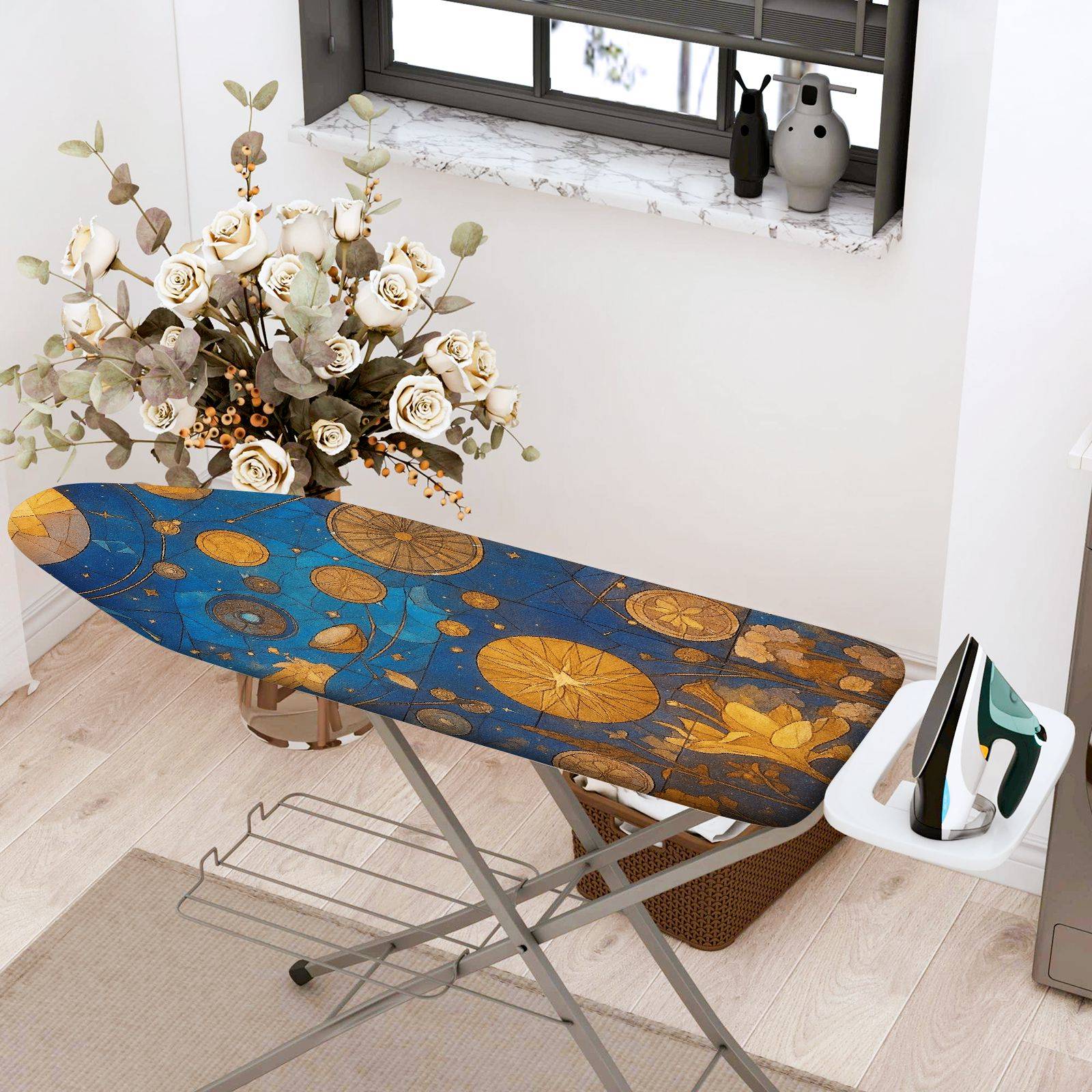 1-Piece Abstract Galaxy Stars Moon  Ironing Board Cover, Universal Size, Without Board