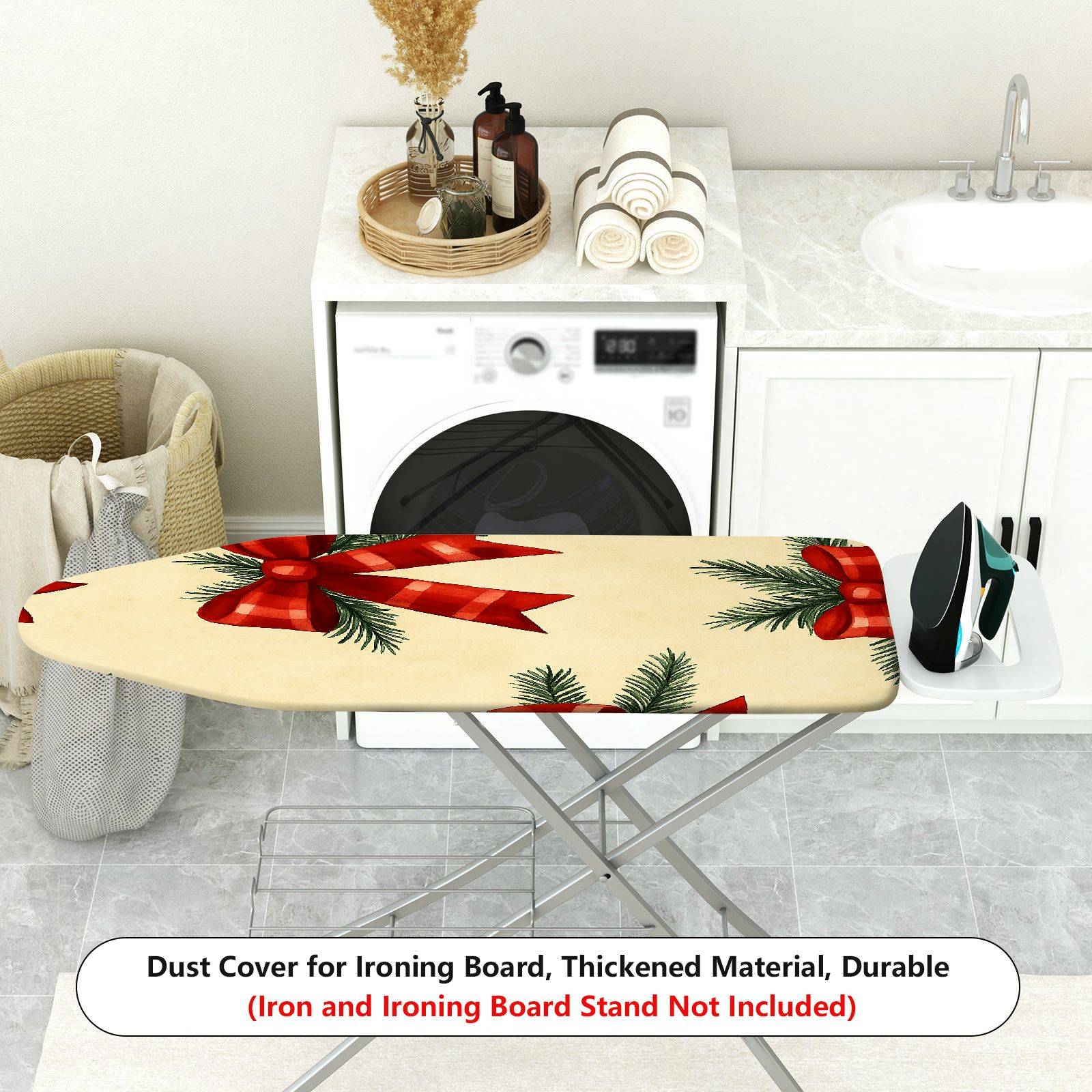 1-Piece Christmas Bow Pine  Ironing Board Cover, Universal Size, Without Board